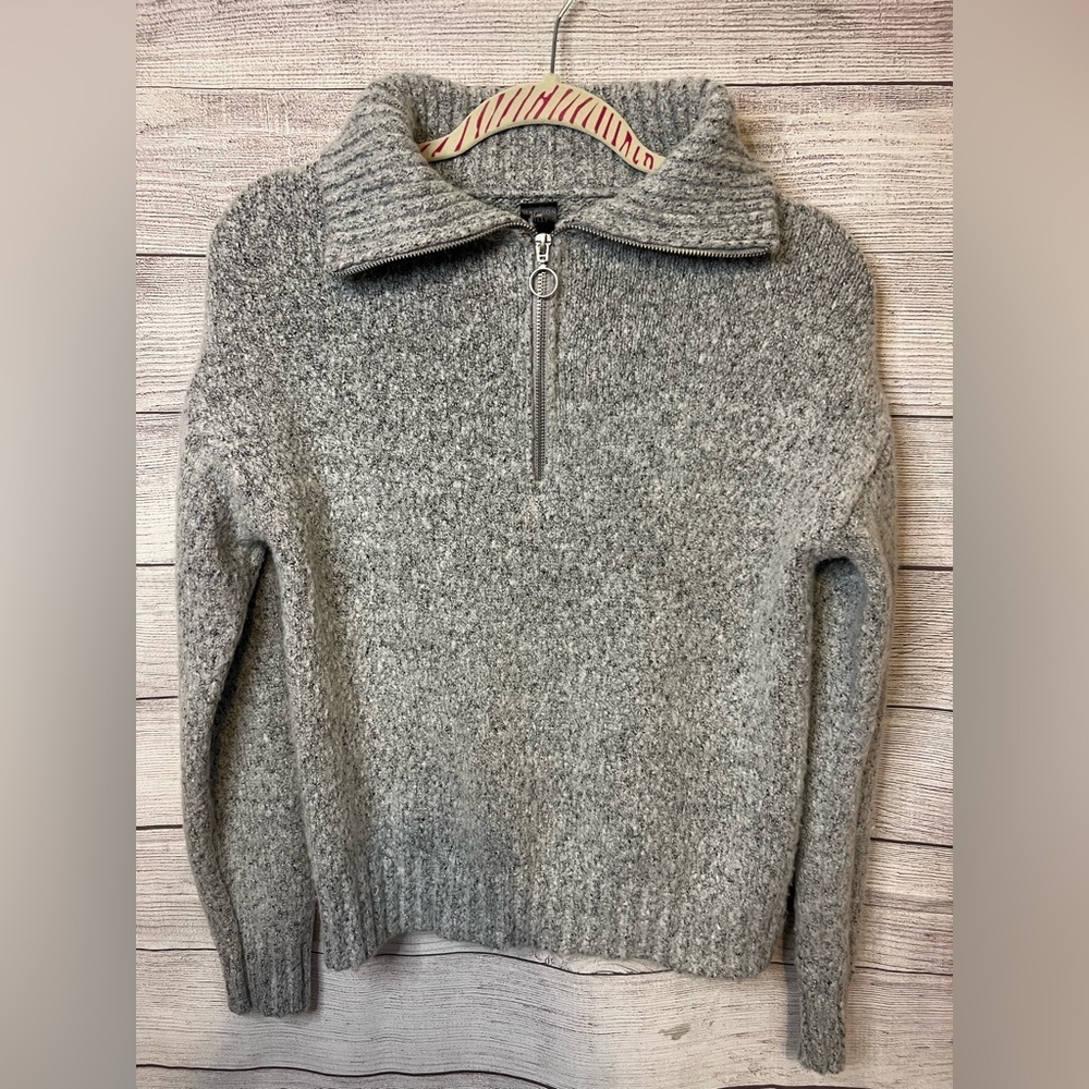 Madison Lilly Half Zip Knit Sweater Gray Size‎ Small